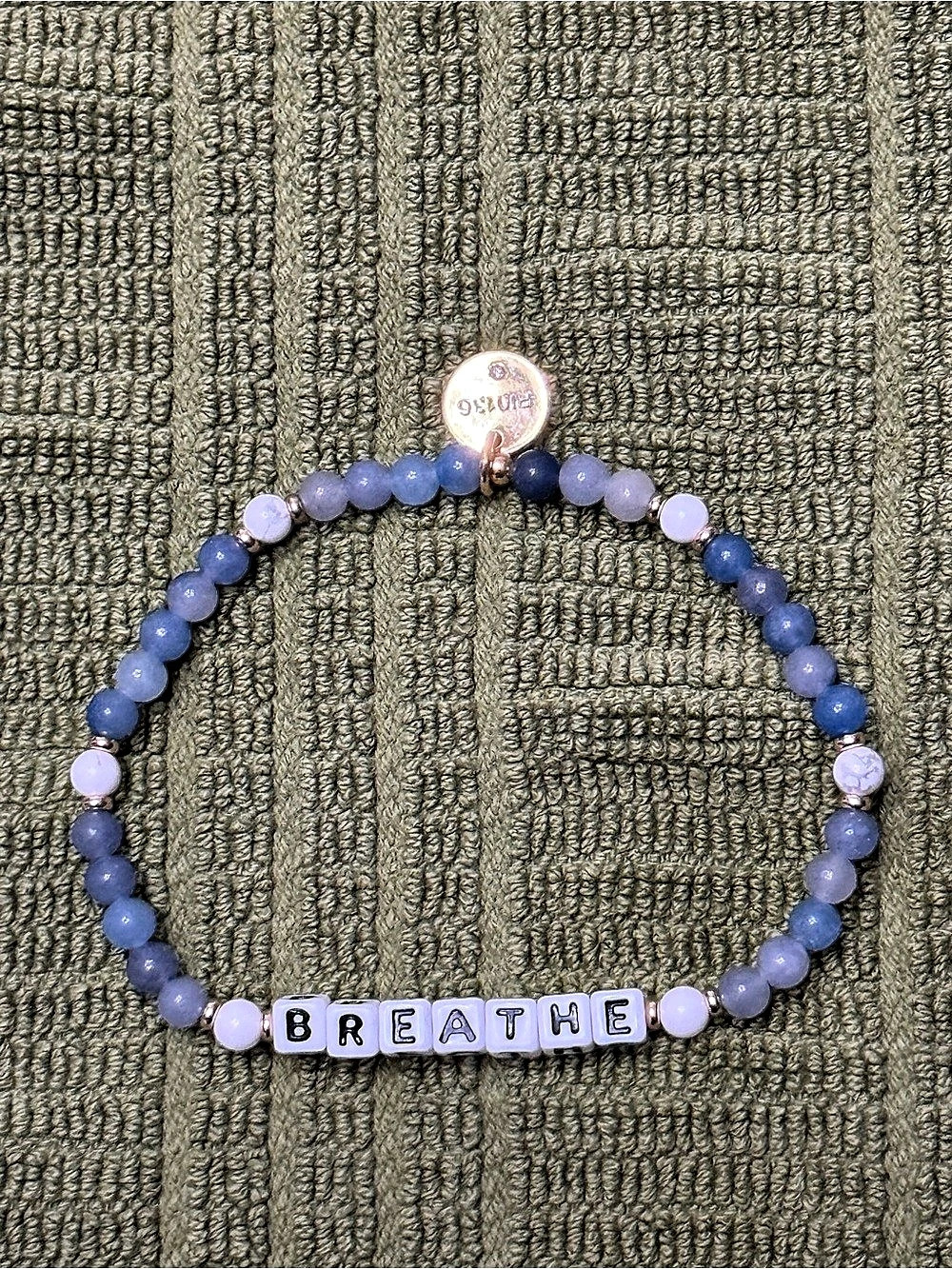 Little Words Project “Breathe” Beaded Bracelet Blue & White
